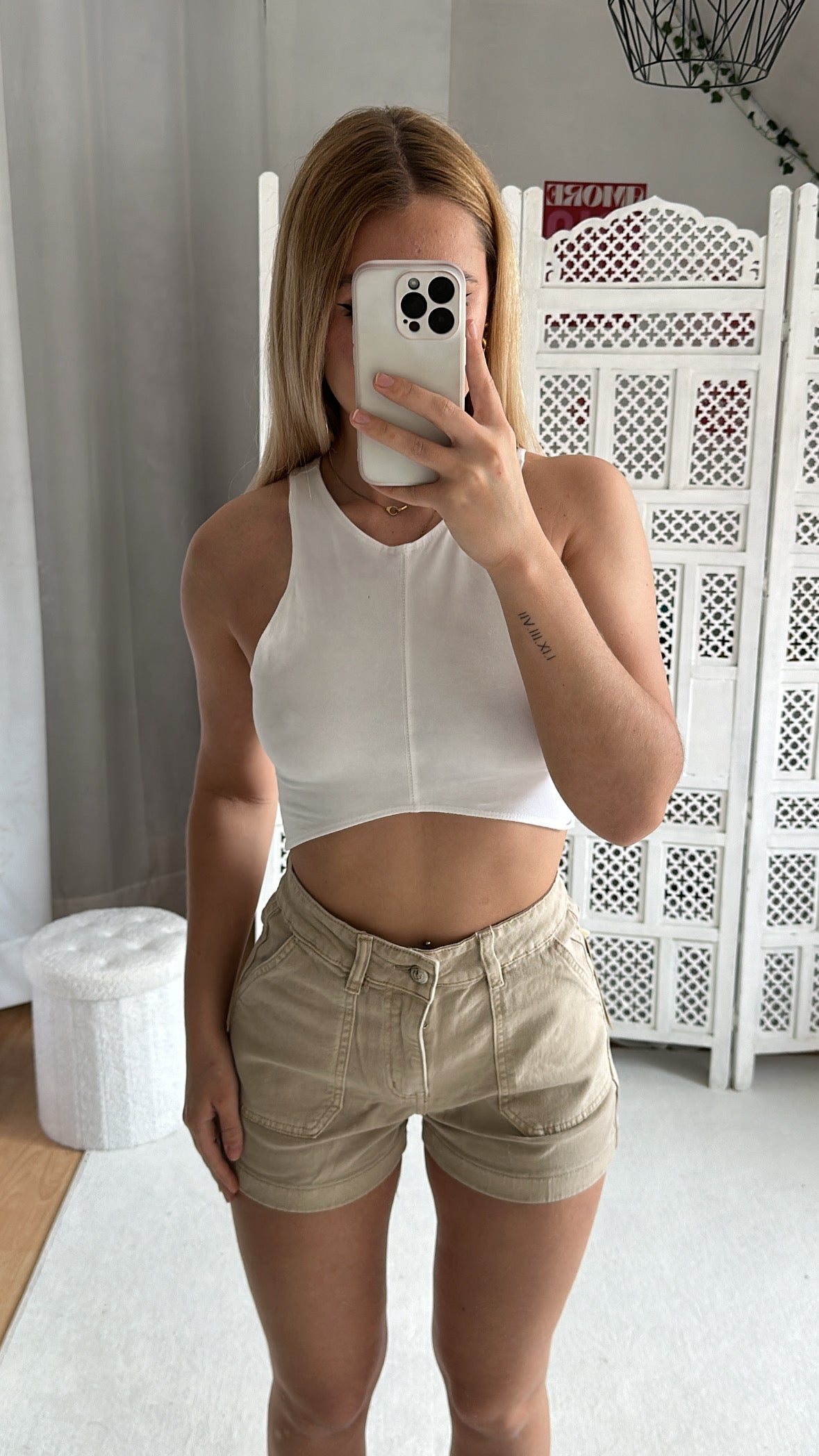 Short en jean écru