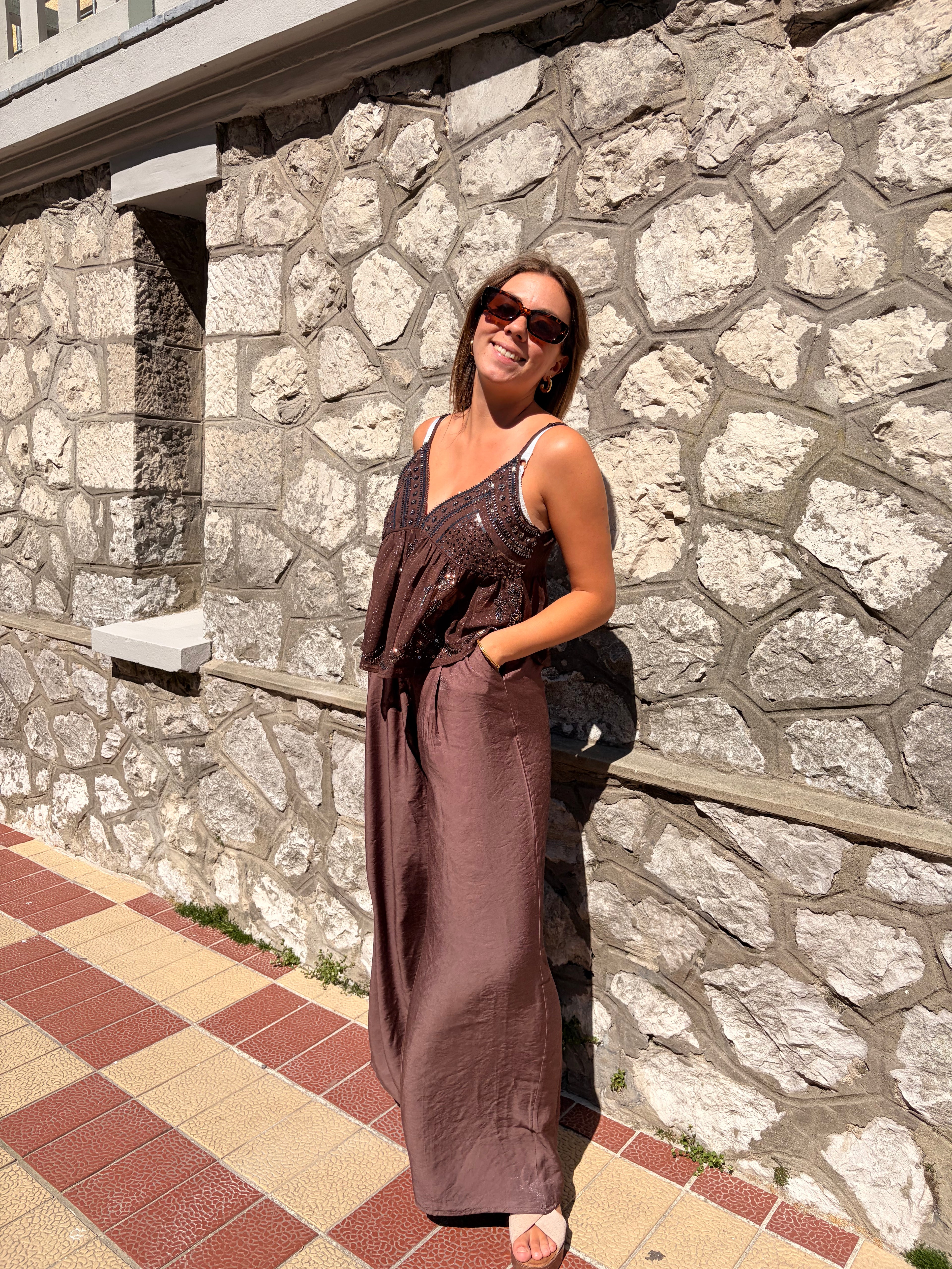 Pantalon Solène marron