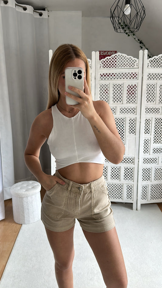 Short en jean écru